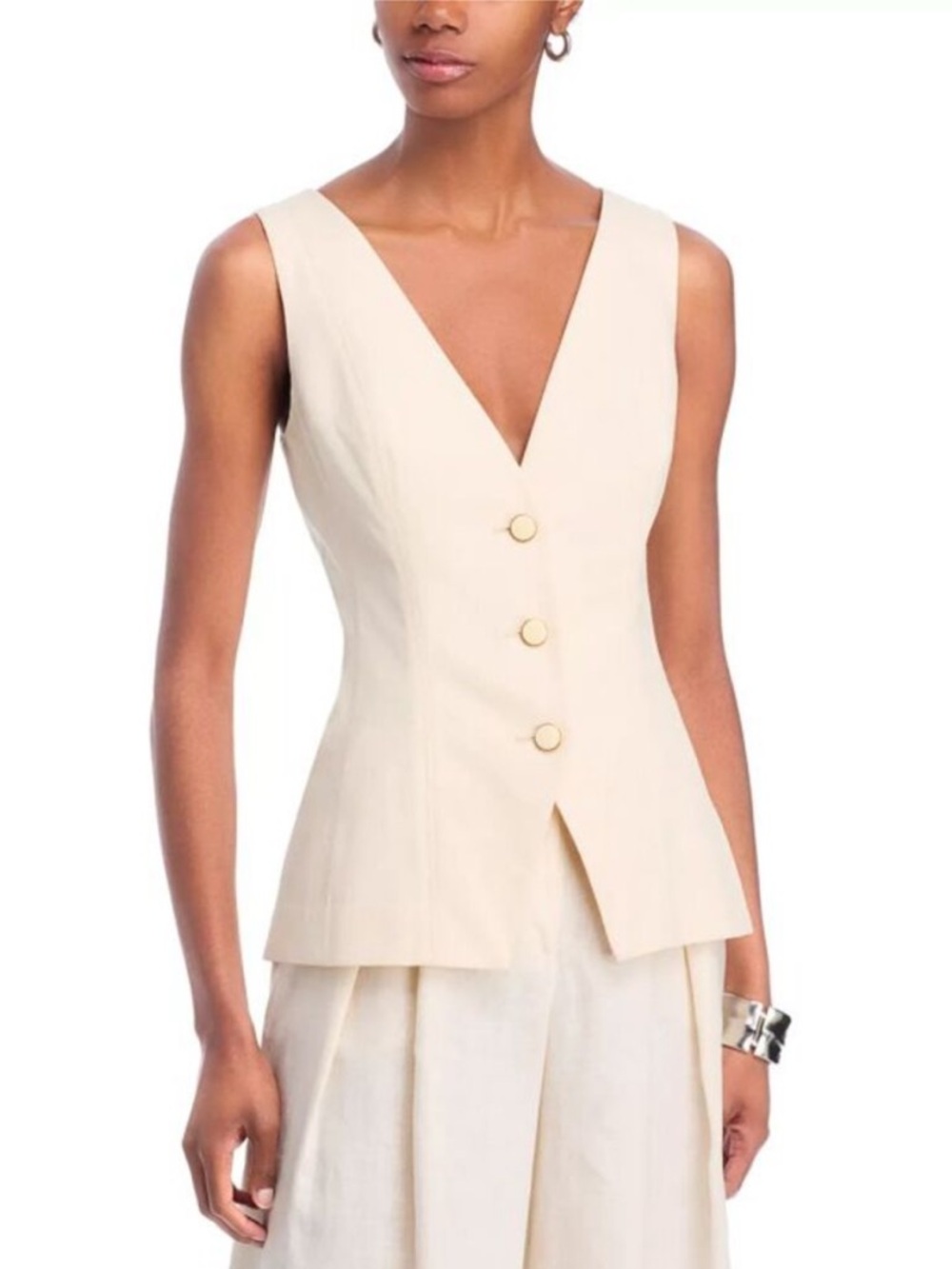 NWT Veronica Beard Vest Avalina Sleeveless Button Down in Ecru Cream